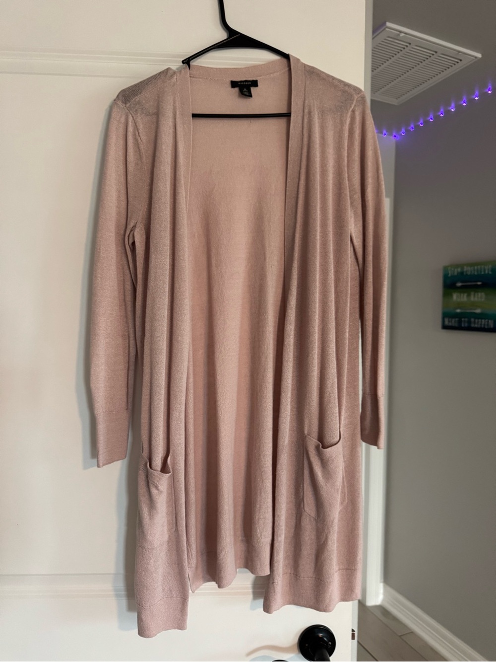 Halogen Blush Open-Front Lightweight Long Cardigan